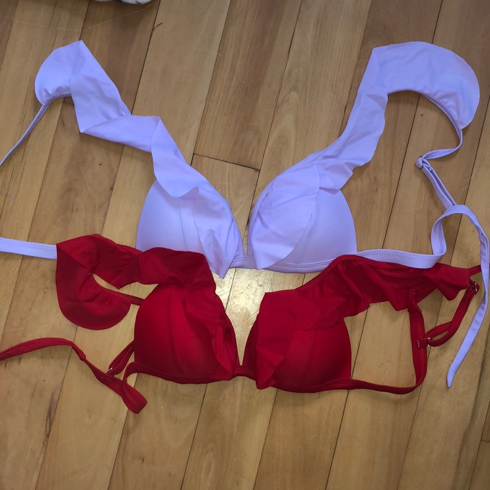 2 ruffle plunge bikini tops!!! ONLY $12